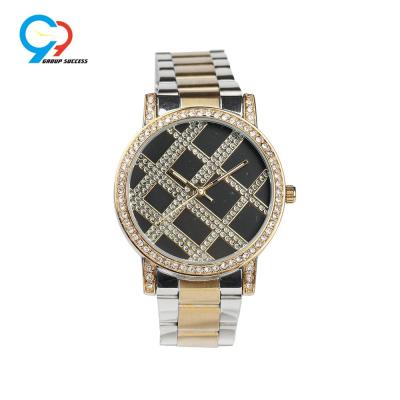 China Luxury water resistant rose gold case silver mix rose gold link in the middle bracelet watch Japan Miyota 2035 movement quartz watch for lady for sale