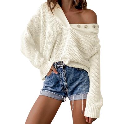 China 2021 Autumn Winter New Women's Solid Color V-Neck Breathable Clothing Long Sleeve Hooded Sweater Streetwear Loose Knitted T-shirt Women for sale