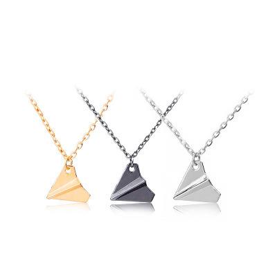 China Simple And Fashion Hip Hop Alloy Origami Paper Plane Necklace For Women And Men Gifts Jewelry Accessories Jewelry for sale