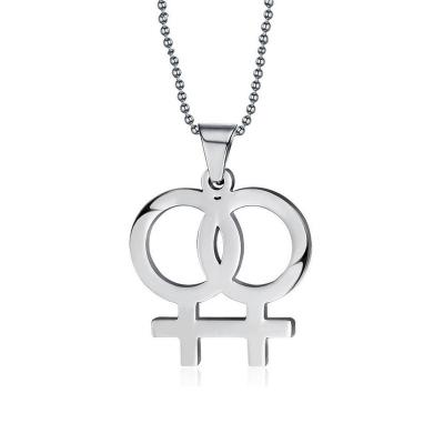 China Vintage LGBT Double Venus Lesbian Gay Pride Necklace Female Symbol Jewelry Set for sale