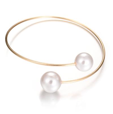 China Fashion TRENDY Simple Rose Gold /Silver Plated Adjustable Open Bead Cuff Bangle Bracelet For Woman Girls Ladies for sale