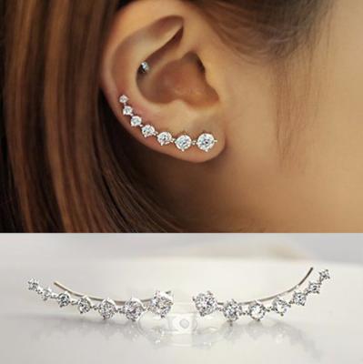 China Environmentally Friendly Silver Zircon Circle Crystals Climber Hypoallergenic 7 Stud Earring Stud Earring for sale