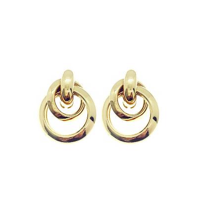 China FASHIONABLE hot selling European and American fashion vintage geometry circle stacking stud earrings gold plated earring for women jewelry for sale