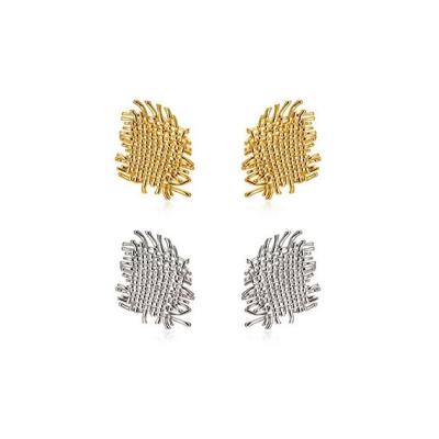 China New Fashion TRENDY Personality Irregular Mesh Weaving Vintage Earrings Alloy Metal Stud Earrings For Women Jewelry For Gifts for sale