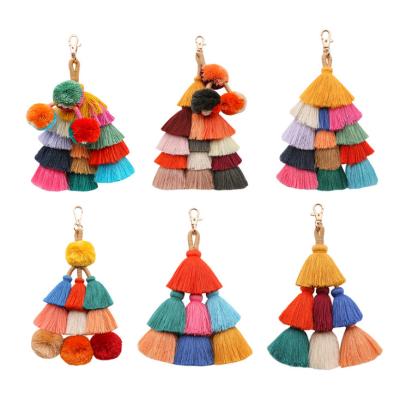 China Bohemia Spring Tassel Key Chain DIY Tassel Fashion Silk Dangling Bag and Summer Tassel Key Chain for Women, Handbag Accessories for sale