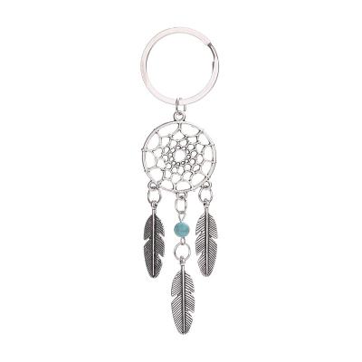 China Wholesale Bohemian Dream Catcher Ring Feather Head Turquoise Beads Head Chain Jewelry Accessories For Women Girl Gifts for sale