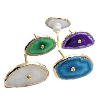 China Contemporary Luxury Hoone Agate Stone Panel Dresswe Knobs Push Pull Knobs Handle Furniture Cabinet Knobs for sale