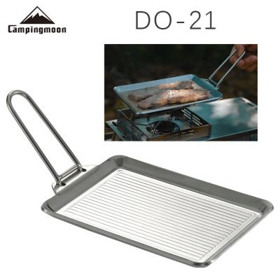 China General Use For Outdoor Grill Pan With Cover Roasting Barbecue Pan Nonstick Frypan Reversible Griddle Hot Selling Stainless Steel Gas And Induction Cooker DO-21/DO-2117 for sale