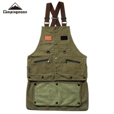 China CAMPINGMOON Durable Custom Outdoor Camping BBQ Work Clothes Gardening Bartender Apron Camping Overalls For Work for sale