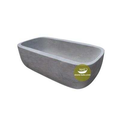 China Large Freestanding Gray Sandstone Bathtub 2 Person Natural Stone Freestanding Soaking Tub for sale