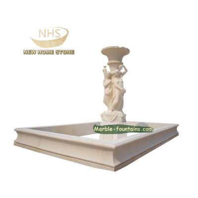 China Customer Size Modern Pool Rectangle Marble Statue Beige Fountain for sale