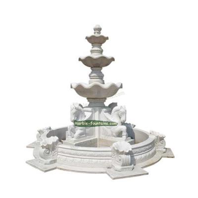 China Modern Decorative Garden Stone Water Fall Customize Small Horse Marble Fountain for sale