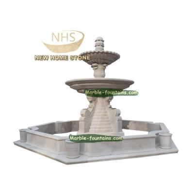 China Europe 2 Tier Large Water Fall Garden Hexagonal Overflowing Stone Fountain for sale