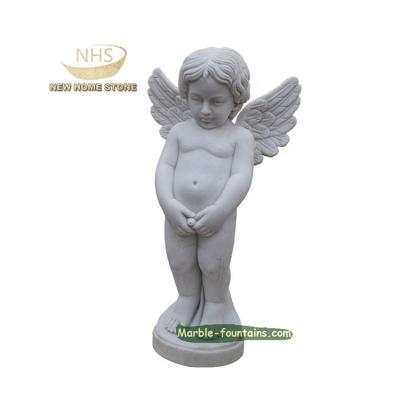 China Traditional Hand Carved Small Angel Marble Boy Pee Statue for sale