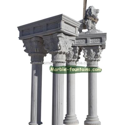 China Solid Roman Pillar Horse Column Round Pillar Natural Stone Design for sale