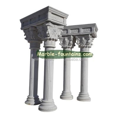 China Solid Round Marble Stone Carving Column Horse Design Pillar Pillars Roman Column for sale