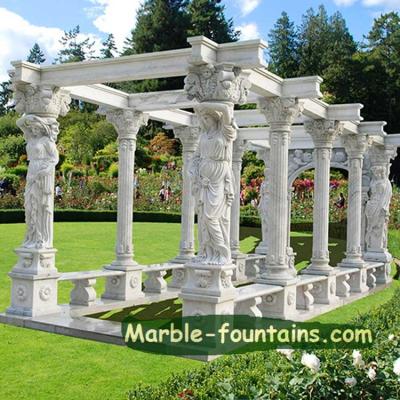 China Western Custom Size Garden Design Ideas Handcrafted Marble Gazebo for sale