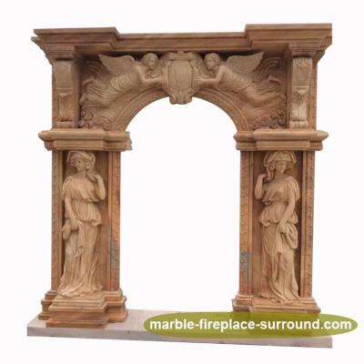 China High quality door frame building hand carving marble arcade lady angel statue fair door frame edging for sale