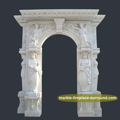 China Construction Project Maker Price Hand Carving Marble Stone Statue Arcade Frame In A Doorway for sale