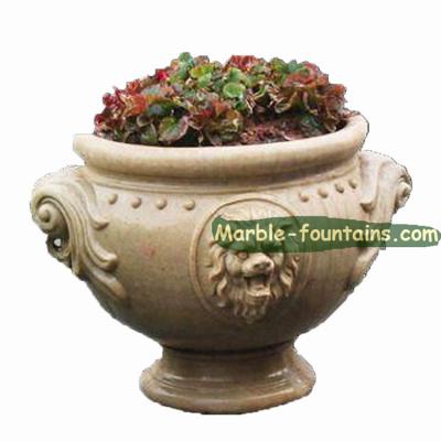 China Morden China Marble Flowerpot Factory Price Lion Head Flower Pot for sale