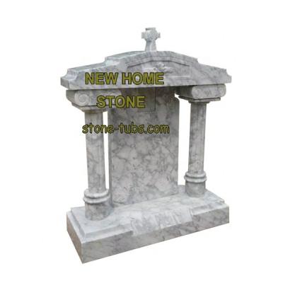 China Luxury Natural Stone Grave Headstone Carrara Monument White Marble Grave Headstone for sale