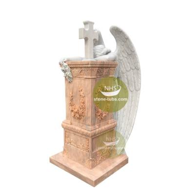 China Luxury Customize Designs Luxury Marble Stone Angel Statue Grave Monument Tombstone for sale