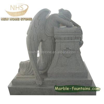 China Western Stone White Grave Crying Angel Statue Granite Headstone for sale