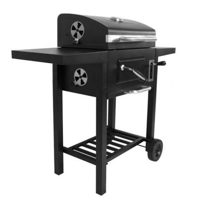 China Easily Assembled Medium Family Home BBQ Cart Charcoal Grill Gas Grill Adjustable Exhaust Black Body Copper Metal Steel Box Stainless for sale