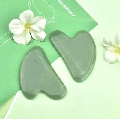 China Face Gua Sha Guasha Heart Shaped Board Rose Quartz Green Jade Stone Massage Tool Gua Sha Scraping Board for sale