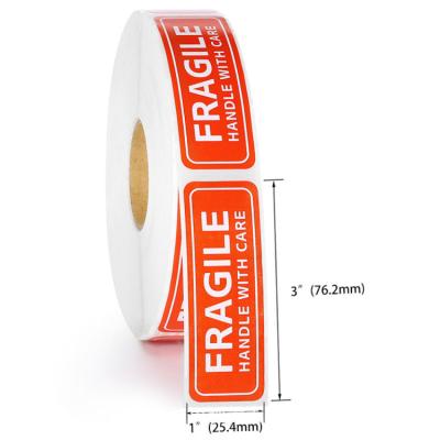 China Anti-Counterfeit High Quality Custom Printed Fragile Label Sticker Vinyl Strong Adhesive Label Warning Stickers for sale