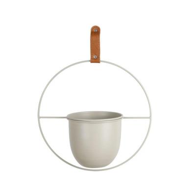 China Morden K&B White Metal Round Flower Pots Metal Circle Frame Hanging Hanging Pot For Plant for sale