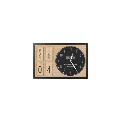 China Class K&B Wood Frame Wall Clock With Calendar Craft Decoration Wall Decor Clock With Calendar for sale