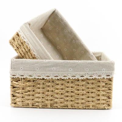 China Hot Sale Woven Stocked Kitchen Rattan Storage Baskets Wicker Basket Set Of 2 for sale