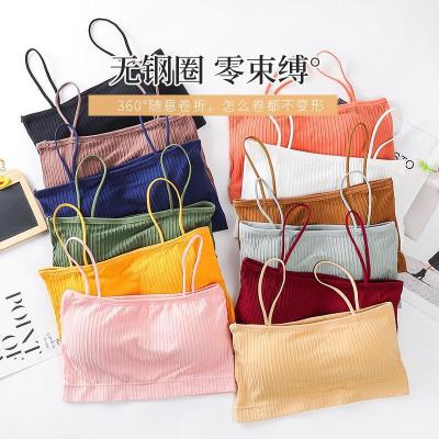 China Wholesale Breathable Chest Wrap Crop Tops Lady Sports Strap Tank Tops Style Seamless Underwear Fitness Bra Yoga Tube Top for sale