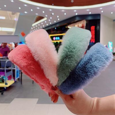 China 2021 fashion winter candy color fur headband for women fur accessories fashion hair accessories for sale