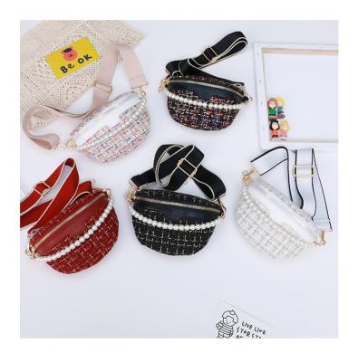 China 2021 Latest Design Pearl Chain Kid Cute Waist Bag Cross Body Chest Bag For Little Girls Mini Cute Handbags for sale