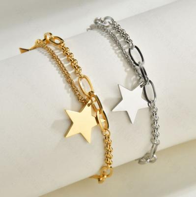 China Trendy Star Letter Bangle Stainless Steel Charm Pendant Bracelet For Women for sale