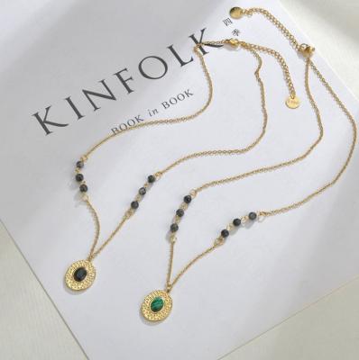 China FASHIONABLE New Arrival Beaded 14k Gold Necklace Stainless Steel Pendant Necklace Women for sale