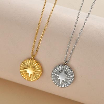 China FASHIONABLE Evil Eye Simple Star Circle Stainless Steel Pendant Necklace Jewelry Women for sale