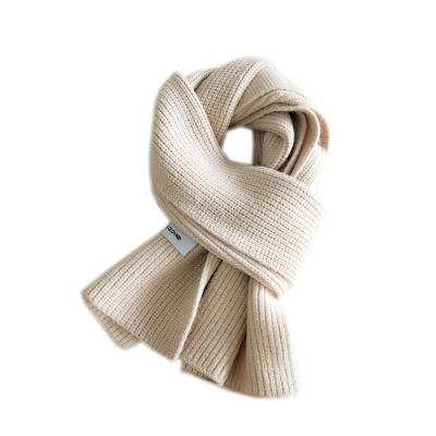 China New Long Winter Cuff Plain Color Thick Warm Double Sided Knitting Scarf For Women for sale