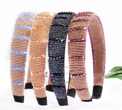 China Korean Fashion Hair Circle Accessories Crystal Beaded Rhinestone Headband Women Headband for sale