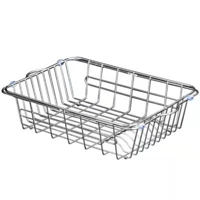 China Viable Manufacturer Kitchen Drainage Basket 304 Stainless Steel Adjustable Telescopic Sink Water Bowl Basket Fruit Basket for sale