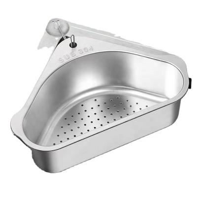 China Sus 304 Drainage Tank Kitchen Waste Filter Strainer Basket Viable Home Wash Vegetable Fruit Drying Basket Kitchen Hanger for sale