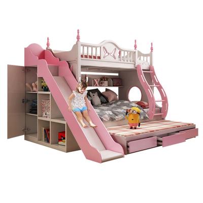 China Xijiayi 2021 modern kids furniture bunk bed with slide kids plot bed with storage for sale