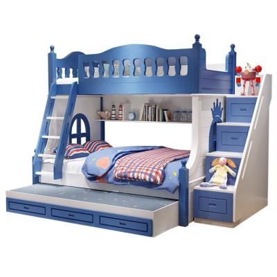 China Xijiayi Storage Furniture Attic Bed Kids Bedroom Wood Bunk Bed For Kids Wooden Bunk Bed With Slide And Stairs for sale