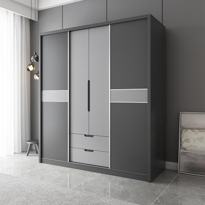 China Nordic Foldable Bedroom Storage Home Wardrobe Large Sliding Door Modern Minimalist Wardrobe for sale