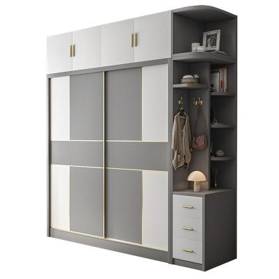 China Modern Designer Waterproof Foldable Wooden Room Design Clothes Waredrobe Bedroom Sliding System Wardrobe for sale