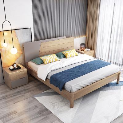 China Nordic Modern Minimalist Double Bed Bedroom Furniture Set Wedding Combination Wardrobe Master Bedroom Wardrobe Storage Bed Whole Set for sale