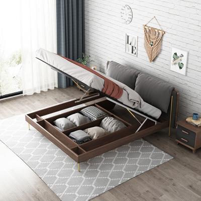 China Nordic Modern Minimalist Bed Storage Bed Master Bedroom Furniture Set High Boxed Storage Double Small Apartment Wedding Cloth Bed Storage for sale