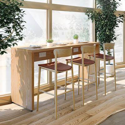 China Nordic modern bar chair coffee shop tea milk stool high against the wall bar table commercial creative simple table and chair for sale